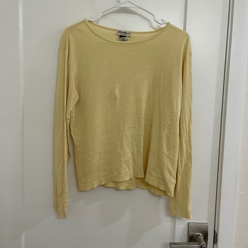 Vintage Eddie Bauer Yellow Long Sleeve T Shirt Granola 90s Camp Counselor Vibes